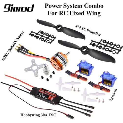 Good Sale Hobbywing 30A ESC 9imod D2822 2600KV Brushless Motor 9G Servo 4.1*4.1E Propeller Power System RC Fixed Wing Part