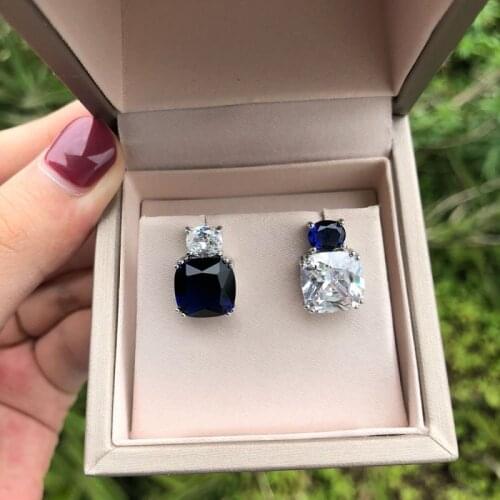 Luxury 1 Pair Silver Color Stud Earrings For Women Fashion Jewelry Femme Earrings AAA Zircon Earrings For Ladies Gifts