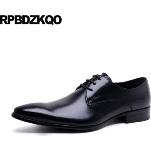 Luxury Genuine Leather Oxfords Wedding High Quality Burgundy Office Real Black Italy Men Pointed Toe Dress Shoes Italian Cow