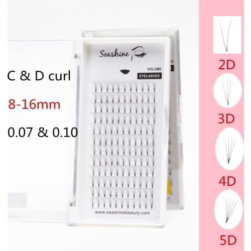 Seashine Rootless 2D 3D 4D 5D Russian Premade Volume Fans Fake Eyelashes Extension Faux PBT Silk Lashes Natural Fan Eyelash