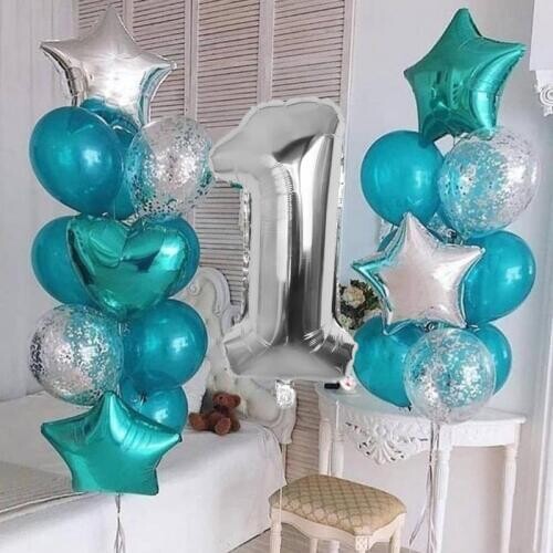 Tiffany blue Silver Baloon Anniversary Birthday Party Decoration Balloons boy girl Confetti Balloons Birthday Deco Kids Adult