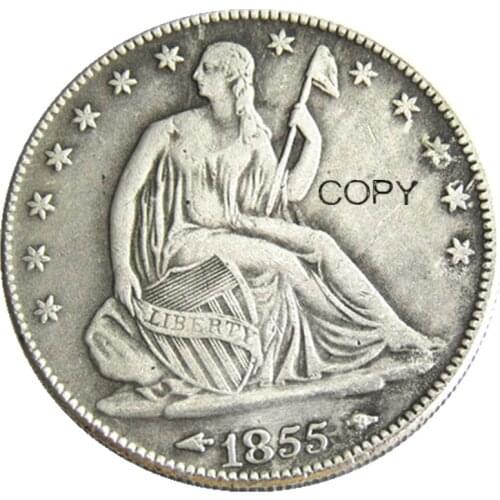 US 1855 P/O/S Liberty Seated Half Dollar Silver Plated Copy Coins