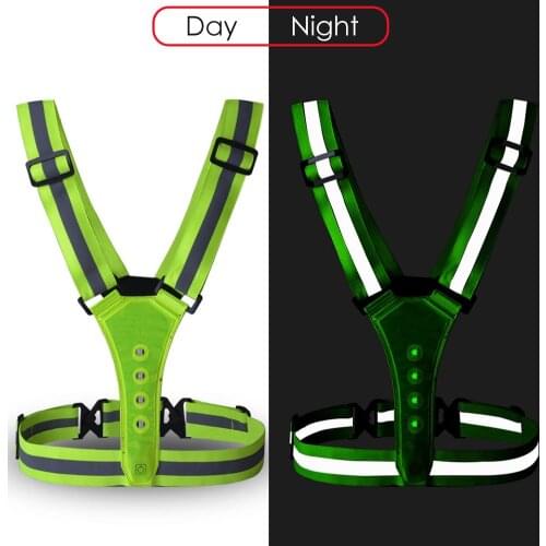 LED Elastic Sports Reflective Vest Adjustable V-shaped Luminous Vest For Night Running Motorcycle Cycling