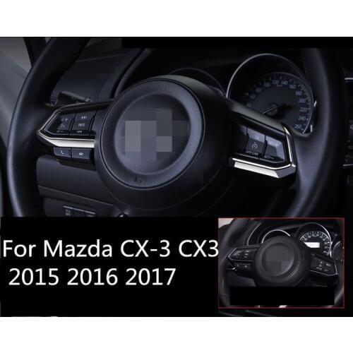 High-quality ABS Chrome steering wheel trim Interior trim sequins dashboard trim For Mazda CX-3 CX3 2015 2016 2017