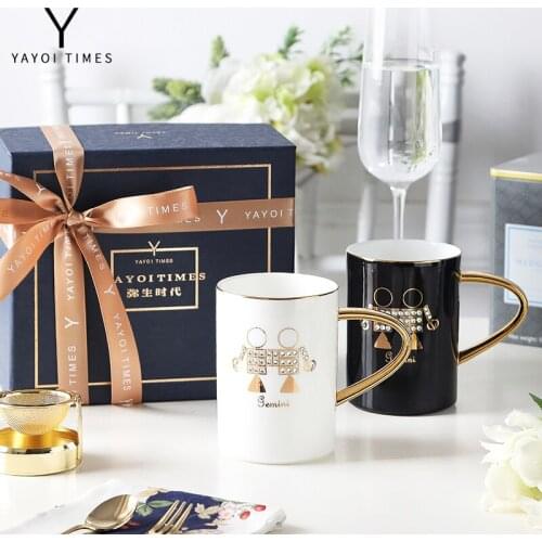 Yayoi period the zodiac bone China mugs couples for a cup of water glass box office set a gift