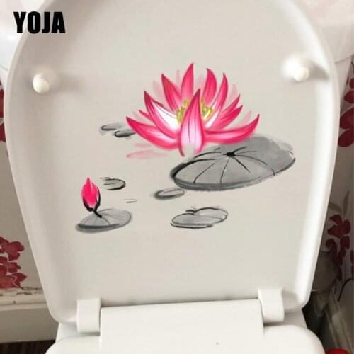 YOJA 23.3X17.5CM Antique Watercolor Plant Water Lily Bedroom Wall Sticker Decal Toilet WC Decor T1-1304
