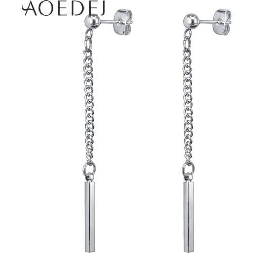 AOEDEJ Korean Earrings Stainless Steel Men Women Dangle Earrings Long Tassel Earrings pendientes Drop boucle d'oreille femme