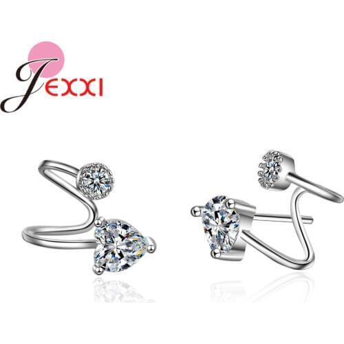 Romantic CZ Heart Stone Stud Earrings for Women 925 Sterling Silver Punk Rock Girl Fashion Accessoires Ear Brincos Hot Sell