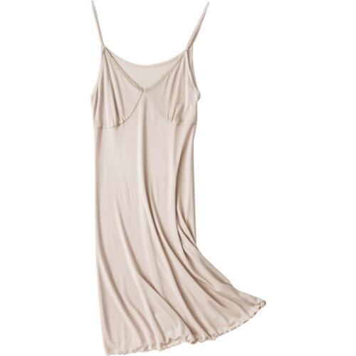 100% Mulberry Silk Knitted Nightgown Fashion Night Dress Summer Dress Skirt Lace Soft Cool Adjustable