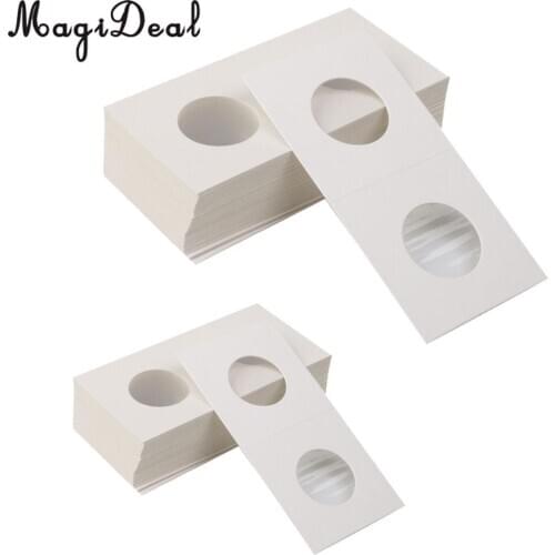 100pcs 2x2 Mylar Cardboard Coin Flips for Storage Holder