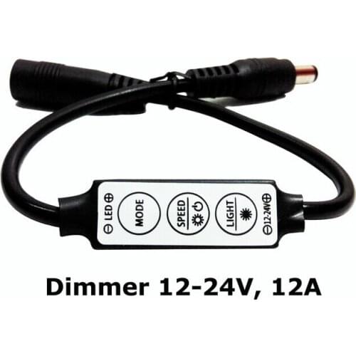 200pcs/lot Mini LED dimmer12V-24V/12A 3 keys black/white LED controller switch for single color strip light brightness adjust