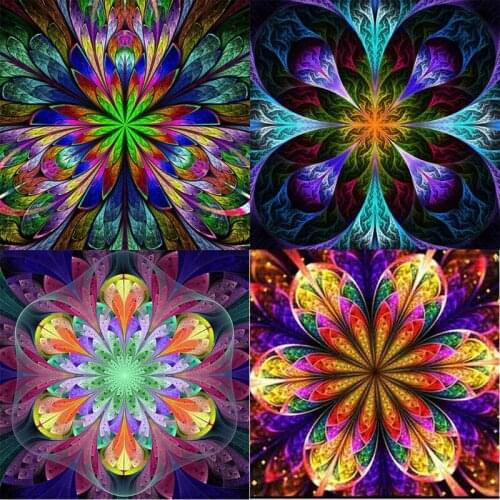 4 Pack DIY 5D Mandala Flowers Diamond Painting Kits Full Drill Rhinestone Painting Pictures for Wall Decoration 10x10 Inch