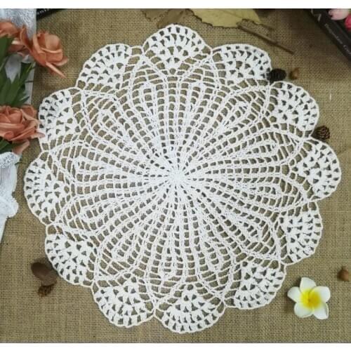 40CM Round Vintage Crochet Cup Pad Mug Kintting Placemat Glass Coaster Christmas Table Napkins Wedding Kitchen Home Decoration