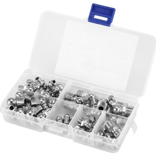 45Pcs M6/M8/M10 Durable Metal Brass Grease Nipple Fitting Hardware Assortment Kits, Grease Fitting Removal Tool