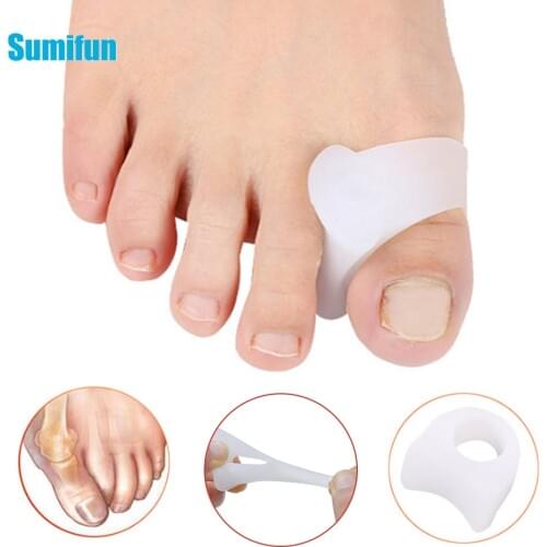 2pcs Silicone Gel Toe Separator Straightener Hallux Finger Protector Bone Corrector Bunion Adjuster Feet Massager Pedicure