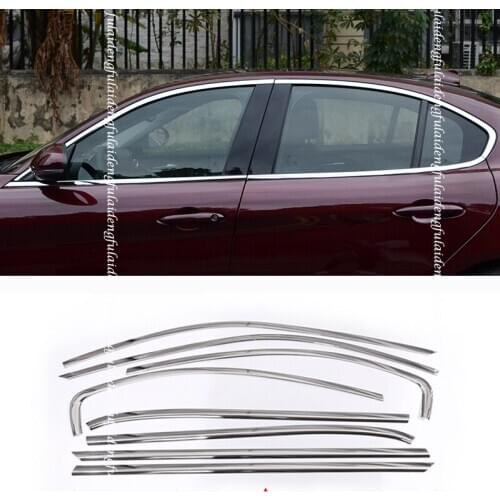 8pcs For Alfa Romeo Giulia 2017-2020 stainless steel car Window Frame Mouldings Strips Cover Trim Car accessories