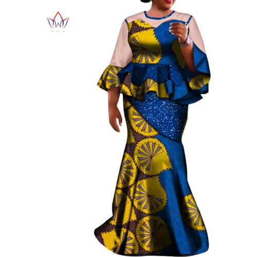 African woman dress Long Sleeves Print Tops and Skirt Sets for Women African Clothing 2 Pieces Skirt Set can be Customize WY7150
