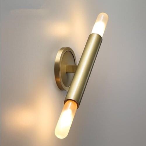 All-Copper Metal Lustre Wall Lamp Modern Golden Bedside Wall Light Living Room Aisle Decoration Lighting Wall Sconces E14 Bulb