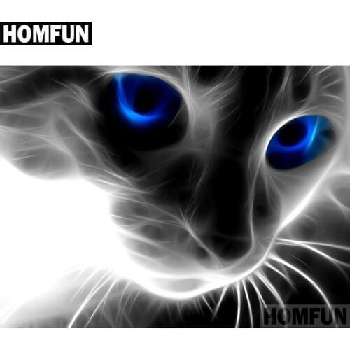 HOMFUN Full Square/Round Drill 5D DIY Diamond Painting "Animal cat" Embroidery Cross Stitch 5D Home Decor Gift A06555
