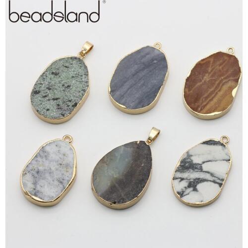 Beadsland Natural Stone Semiprecious Stone Irregular Shapped Pendant DIY Fashion Necklace For Women 33*43mm 38585