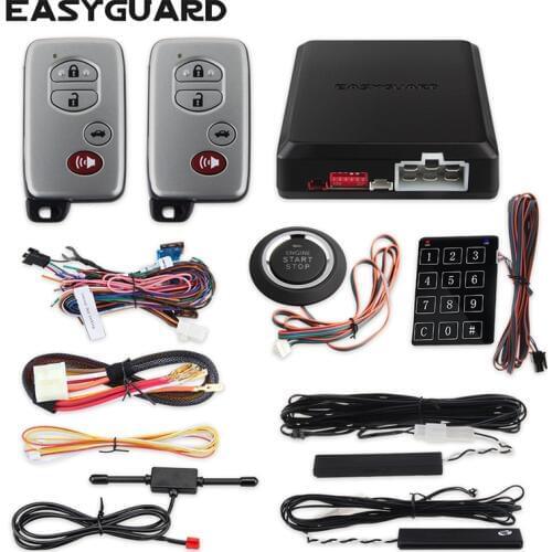 EASYGUARD pke car alarm system start stop button keyless entry system remote starter car central lock auto alarm password keypad