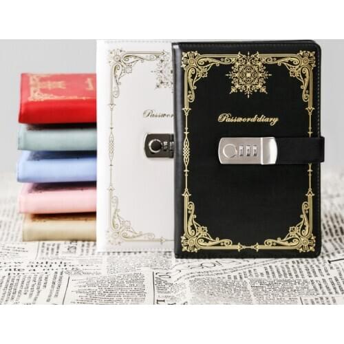 PU Leather A5 Diary Password Lock Notebook Vintage Lockable Note Book Traveler Journal Weekly Planner School Stationery Gift