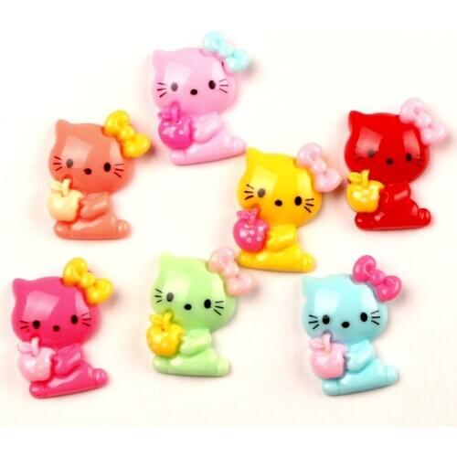 50Pcs Mixed Cats Resin Decoration Crafts Beads Flatback Cabochon Scrapbook Kawaii DIY Embellishments Accessories Buttons