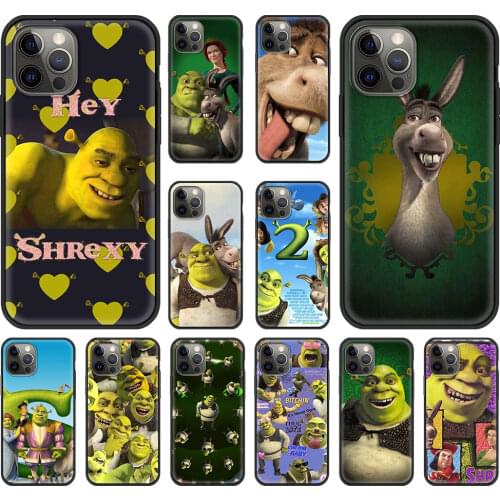 Shrek Phone Case Bag For iPhone 11 12 Pro XS Max 8 7 Plus X XR Fundas Silicone Soft TPU Black Shockproof Shell Back Cover Coque