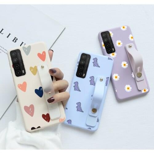 Wrist Strap Case For Huawei P Smart 2021 Case 6.67" Soft Silicone Back Cover For Huawei psmart 2021 Protective Bumper Coque Bag