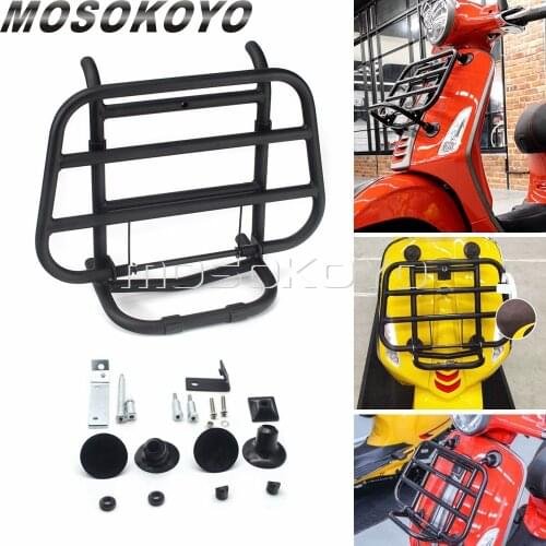 Stainless Steel Black Front Luggage Carrier Rack Holder Shelf Bracket for Vespa Scooter Primavera 150 2015-2019 Sprint 150 2017