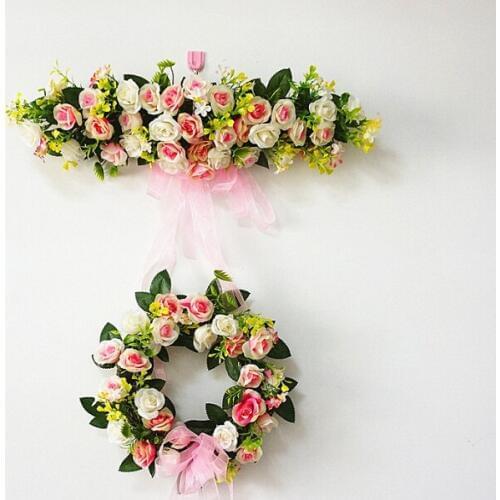 FLOWER SIMULATION ROSE WREATH WEDDING ENGAGEMENT ROSE PENDANT HANGING WALL DOOR GARLAND DECORATION CHRISTMAS ARRANGEMENT