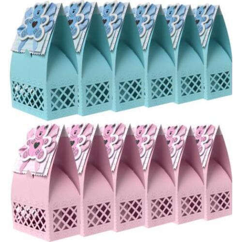 Baby Shower First Birthday Party Candy Bag Cartoon bear feeding bottle Paper Gift Boxes For Charms Favours Presents wrapping