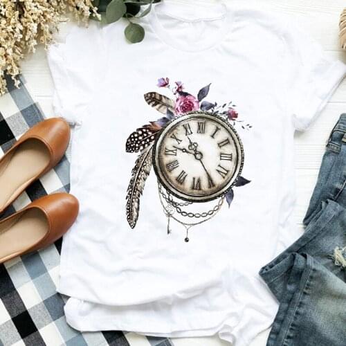 Tshirts Women Large Size Round Collar Womens T-Shirt Stylish Printing Lady Short Sleeve Casual Cartoon Short-sleeved