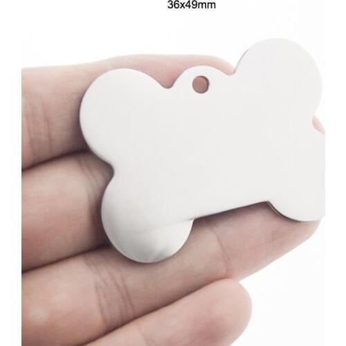 100% Stainless Steel Blank Pet ID Tags For Dog Collar Cat Tag Bone Dog Name Tag Pet Tag Medaglietta Cane Acciaio Wholesale 50pcs