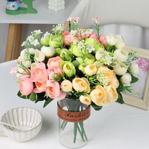 Artificial Flowers 10 Heads Silk Flower Rose Single Stem For Home Office Wedding Garden Decoration DIY Party Floral Arrangement
