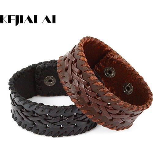 Kejialai Latest Handmade Leather Bracelet High Quality Braided Leather Bangle For Men Fashion Jewelry For Women zy121-4090
