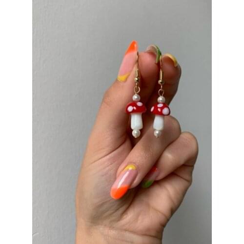 Creative Funny Mushroom Dangle Earrings Personality Fashion Cute Drop Earrings for Women Jewelry Party Gifts