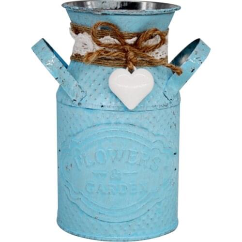 Round Flower Pots Planters Iron Jug With Handles DIY Shop Furnishings Art Succulent Plant Vase Garden Decor