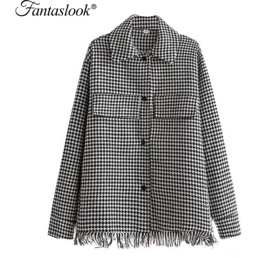 Winter Shirt Jackets Women Vintage Plaid Coat Elegant Button Long Sleeve Outerwear Female Casual Loose Shirts Coat Thick