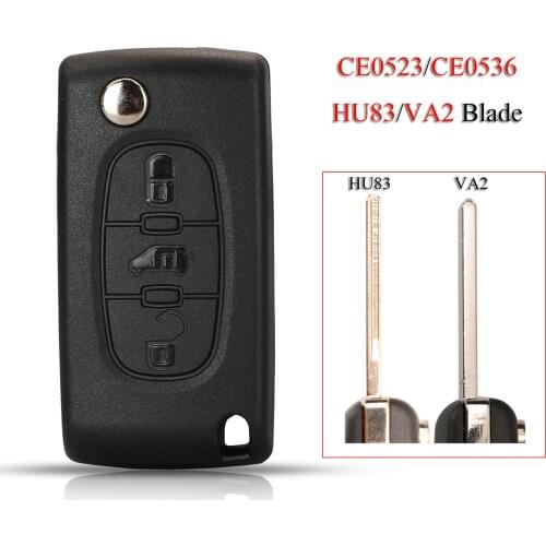 Kutery Folding Remote Car Key Shell For Citroen C3 C4 C5 For Peugeot 207 307 For Fiat 3Buttons VA2/HU83 Blade CE0523/CE0536