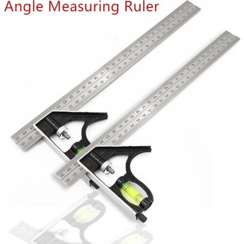 DIY Precise Stainless Steel Measuring Ruler Tools Aluminium Combination Mobile Workshop Hardware Angle Spirit Level 12"(300mm)