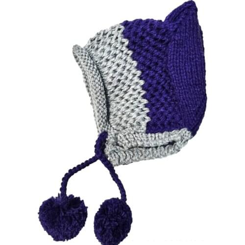 Cute Fox Ears Beanie Winter Warm 100% Handmade Knit Hat