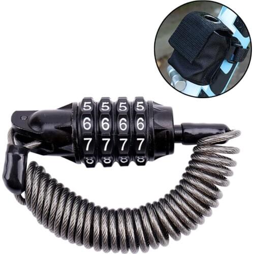 Mini Portable Spring Anti-theft Bicycle Code Lock 4 Digits Combination Password Bike Lock Spring Disc Cable Wire Security Lock