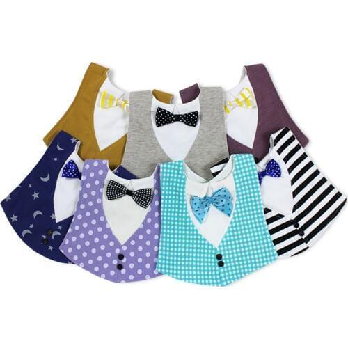 Infant Baby Boy Bibs 4 layer inner Waterproof 3-36 Month 100% cotton Gentleman Necktie apron for babies Baby feeding accessories