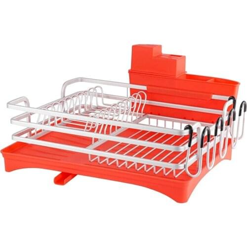 New Dish Drying Rack,Rustproof Dish Rack and Drainboard Set,Dish Drainer with Swivel Spout,Cutlery and Cup Holder