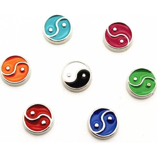 New Arrival 10pcs/Lot Yin Yang Floating Charms Tai Ji Alloy Living Glass Memory Lockets DIY Jewelry