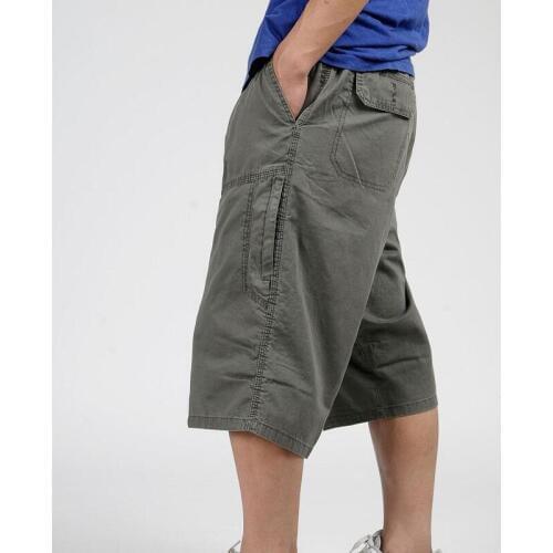 New SummerTrousers Men Loose Hip Hop Elastic Waist Fat People Pants Man Bottom Seven Pants
