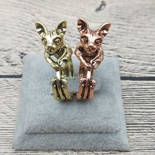 New Vintage Retro Sphynx Rings Classic Adjustable Sphynx Rings Women Sphynx Cat Jewellery