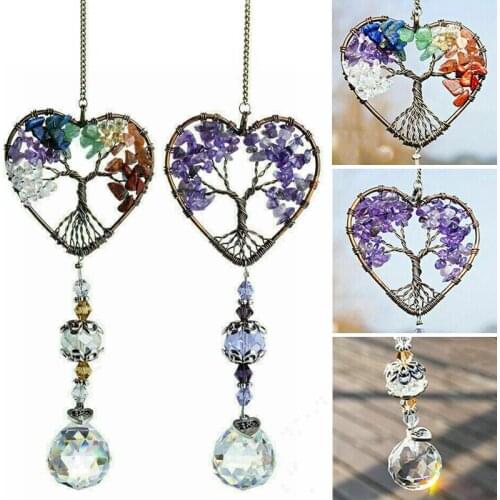 New Hanging Crystal Suncatcher Life Tree Stone Beads Prism Pendant For Window Curtain And Car Interior Decoration