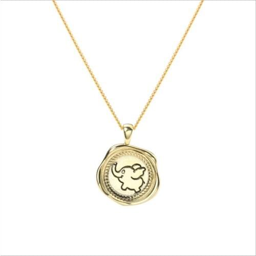 Unique design pendant necklace,round Cute elephant gold color Choker necklaces for women,Adjustable length Silver Chain fine jew